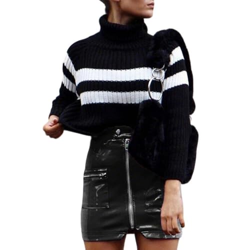 Women's Faux Leather Bodycon Short Skirt Dressy Casual Zipper Front Trendy Pockets Pencil Skirts