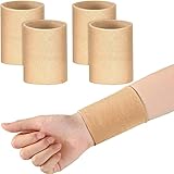4 Pieces Tattoo Wrist Cover Up Sleeve Brace Compression Sleeve Carpal Tunnel, Medium, Wheat