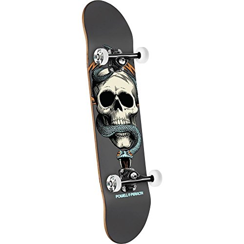 Powell-Peralta Black Light Skull and Snake Complete Skateboard, Gray