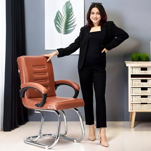 KITHANIA Executive Office Chair Home Study Chair with arm Rest and Cushioned seat Back, Chrome Frame, Leatherette Upholstery, Comfortable Chair (1,... - Image 4