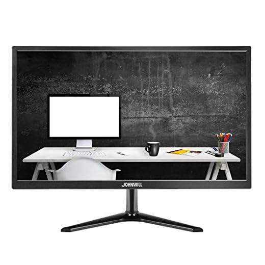 JOHNWILL - Monitor LCD plano de 21,5 pulgadas 60 Hz, Full HD 1080P sin parpadeo, altavoz HDMI VGA empotrado con protección antideslumbrante, monitor de escritorio de metal negro