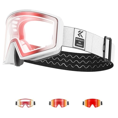 KAPVOE Gafas de Esquí Fotocromática con Lentes Magnéticas, Antivaho, Protección UV400, para Hombre, Mujer y Jóvenes, Compatible con Casco, Ideal para Esquí, Snowboard y Patinaje sobre Hielo 03