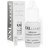 Adhesivo para extensiones de pestañas de XXL Lashes: el primer pegamento sensible, resistente al aceite, adhesivo de marca, impermeable, hipoalergénico, de larga duración (transparente)
