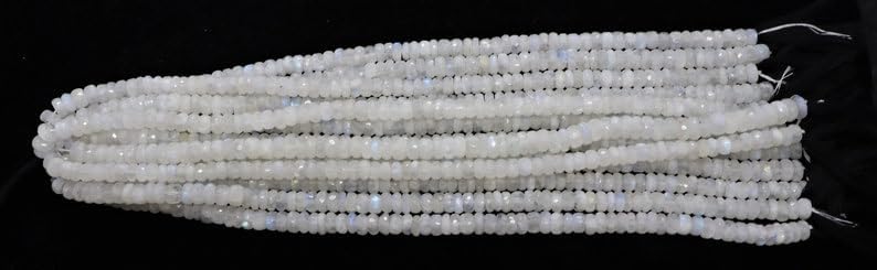 Pierre de lune arc-en-ciel blanche perles rondes facettées 30,5cm