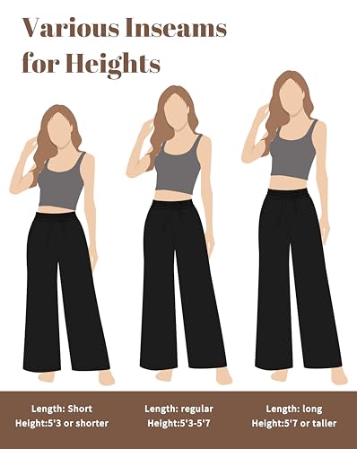 Image of KICZOY Women Flowy Pants Drawstring Waist Wide Leg Palazzo Beach Pants Loose Fit with Pockets