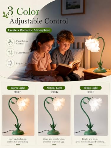 Image of WERFOP Flower Table Lamp Cute Desk Lamp for Bedroom Home Decor