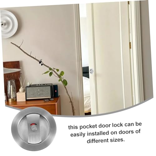 Cerradura de puerta corrediza Tofficu con acabado en níquel satinado, instalación fácil para baño y dormitorio miniatura 6
