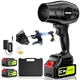 Powerful Cordless Leaf Blower, 21V Electric Handheld Blower with 2 Battery & Charger, 980,000 RPM Variable Speed, Lightweight for Yard Lawn Debris, Leaves, Grass Clippings Cleanup