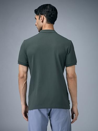 Image of TECHNOSPORT Men's Slim Fit Striped Half Sleeve Active Out Matpiq Polo T-Shirt for Gym, Sports & Regular Use