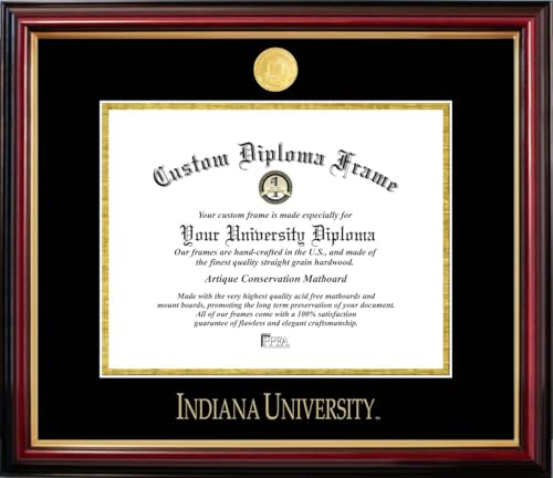 Campus Images Indiana University Diploma Frame, 8.5 x 11 Petite Mahogany with Gold Trim & Medallion – Black & Gold