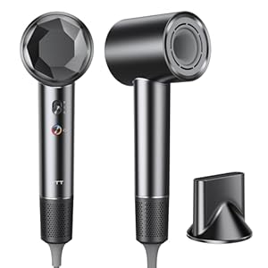 VTT Hair Dryer, 150000 RPM High Speed Blow Dryer with Intelligent Temperature Control, Magnetic Nozzle, Fast-Drying, Low Noise Hair Blow Dryer for Men and Women, for Curly Hair, for Home Travel Salon