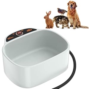 Heated Pet Bowl – for Dogs Cats, Heated Pets Bowl, Outdoor Water Bowl for Rabbit Chicken Duck Squirrel, 2.5L 85 Ounces 35 Watts Feral Cat Feeding Station, No More Frozen Food or Water (Grey)