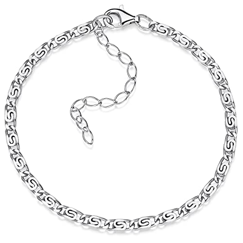 Chaîne gourmette en argent diamanté MATERIA bracelet luxe 3mm