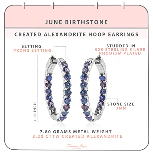 Femme Luxe gemstone Inside-Out hoop earrings in silver, Birthstone months4