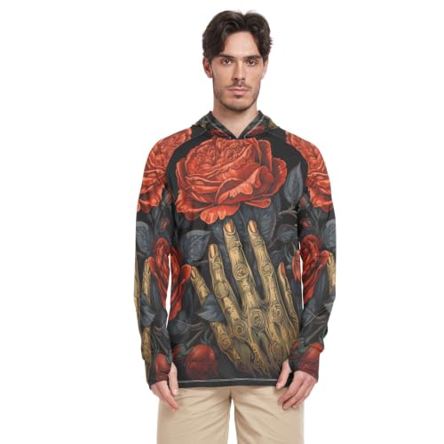 Protection Solaire UPF 50+ T-Shirt Homme Rash Guard Squelette Doré Pêche