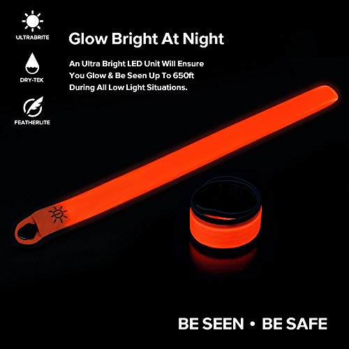 Higo Led Armband, Glow In The Dark Gift Item Reflective Running Gear Led Safety Lights Slap Bracelets For Night Walking (Orange 35Cm) #TOP1