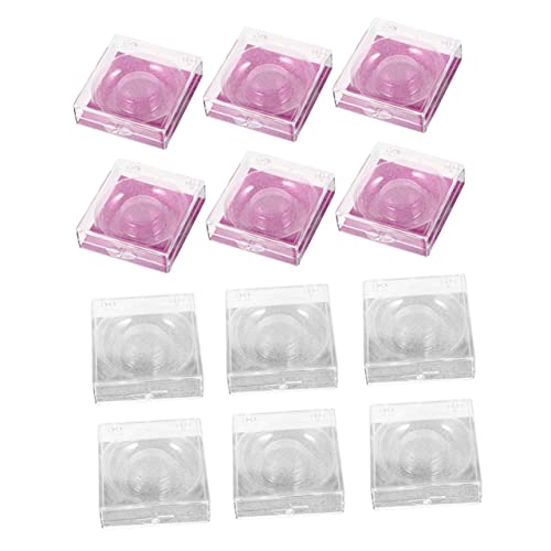 FOMIYES 12pcs False Eyelash Set Lash Storage Box Plastic Eyelash Holder Case Lash Tray Glitter Eyelash Box