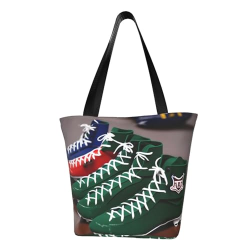 American Football Laces Print Lightweight Shoulder Bag Summer Outings Tote Bags Travel Hiking Work Casual Use