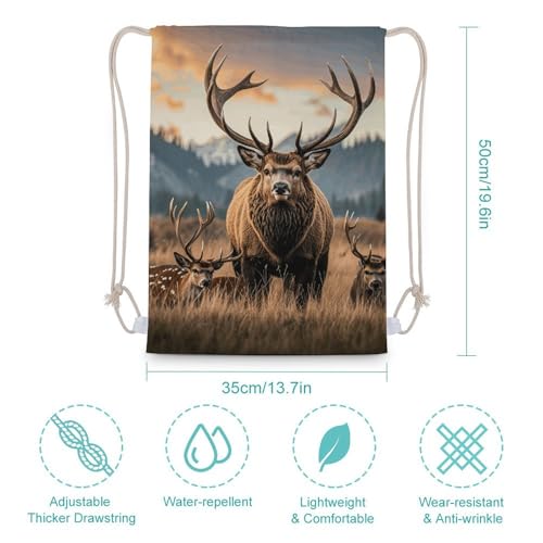 Wildlife Hunting Deer Bear Elk Drawstring Backpack Sport Gym Bags Yoga Shopping Travel Casual Daypacks for Women Men2