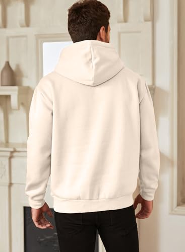 Image of JMIERR Mens Fleece Lined Hoodie Pullover Drawstring Pocket Winter Warm | Cozy fleece-lined pullover, adjustable drawstring hood, kangaroo pocket, regular fit, machine wash