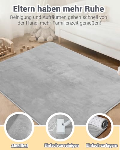 Dicke Krabbelmatte Baby 120×120×3cm,Rutschfester Unterseite Spielmatte Baby – Ansicht 6