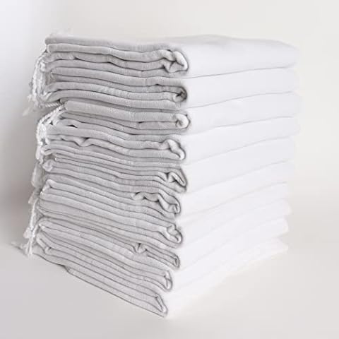 Bulk Bachelorette Party Towels Pack of 10 - 100% Cotton Turkish Beach Towels for Bridesmaid Gift - Pre Washed, Soft, Lightweight, Oversized Peshtemal Wrap (White) Cover