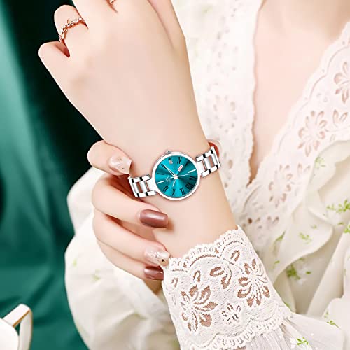 Image of IIK COLLECTION Watch for Women Round Studded Dial |Day and Date Quartz Movemnet |Long Battery Life|Stainless Steel Bracelet Chain Strap|Double Lock Clasp Safety Watches for Girls