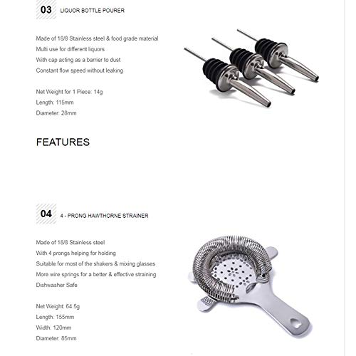 Kit Premium de Herramientas para Cocktail con Shaker miniatura 3