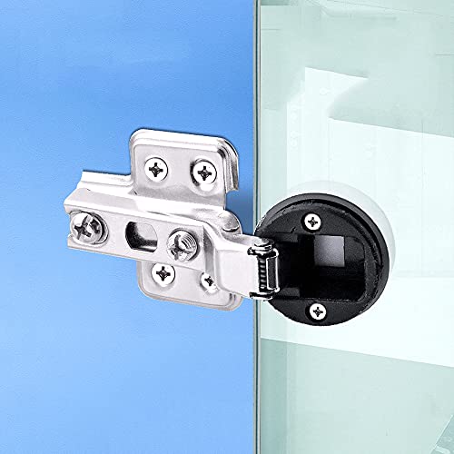 Wanlian Glass Door Hinges 4.33 * 2.05" Quiet Hinge Cutout 1.37" Hinges (2Pcs) For Cabinet Glass Doors. #TOP14