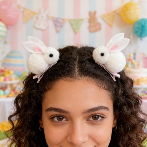 Pinzas de cabello con diseño de conejo de peluche para mujer miniatura 3