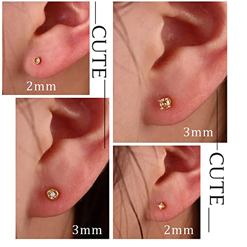 ZELORES 4 Pairs Sterling Silver Stud Earrings for Women Men Tiny Round CZ Stud Earrings 2mm Cubic Zirconia Stud Earrings Set by ZELORES - Image 2