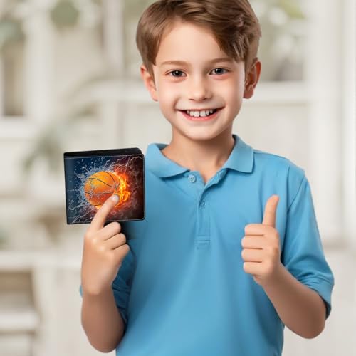 Image of Boys Wallet for Kids, Teen Boy Basketball Wallets 9-12 8-10 8-12, Cool Novelty Leather Bifold Rfid Blocking Purse Coin Pocket Zipper Id Window for Children Male Youth Guys Birthday Gifts