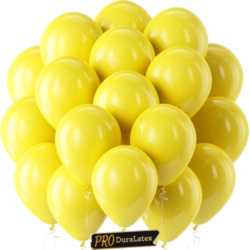 Image of Pro Duralatex Yellow Extra-Thick Balloons 120 Pack 10 inch | Yellow Balloons for Long-Lasting Professional Party Decorations, Large Lemon Theme Honey Theme Birthday Summer Events