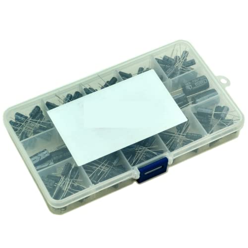 Fasizi Condensadores electrolíticos de aluminio, 13 valores, total 200 unidades, 0,47 uF a 1000 uF, kit surtido