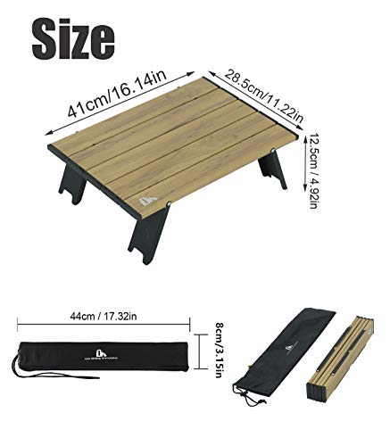 Iclimb Ultralight Compact Mini Beach Picnic Folding Alu. Table With Carry Bag, Two Size (Nature - S) #TOP5
