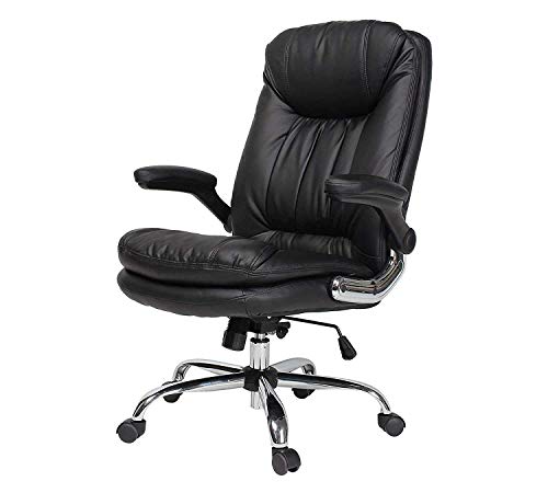Image of Premium Ergonomic Leatherette Office Chair | High Back Revolving Chair For Office, Home, Study & Gaming | With Seating Cushion | Heavy Duty Metal Base | Height Adjustable Boss Chair (Black)