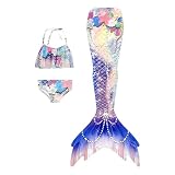 𝐌eerjungfrauenflosse Mädchen 2-Teilig Schwimmen Badeanzug Kinder 𝐌eerjung𝐟rau Flosse...