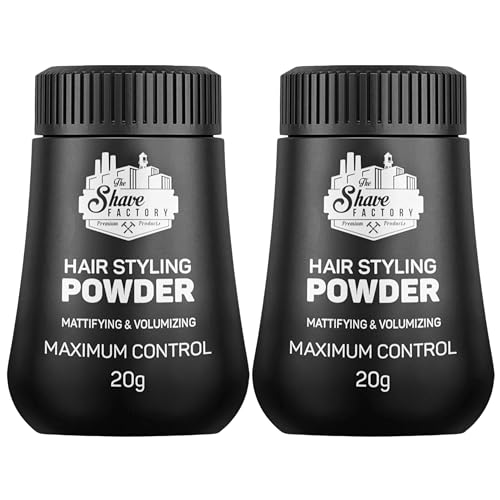 The Shave Factory Polvo de volumen I Hair Styling Powder para hombres I Polvo de pelo para estilos casuales de larga duración I para cabello mate y voluminoso I Mattifying Volume Powder I 2 x 20 g