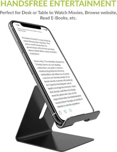 Image of J'TTON Aluminium Desktop Stand Holder for Mobile Phone and Tablet (Up to 10.1 inch) Cell Phone Stand Tablet Stand (Black)