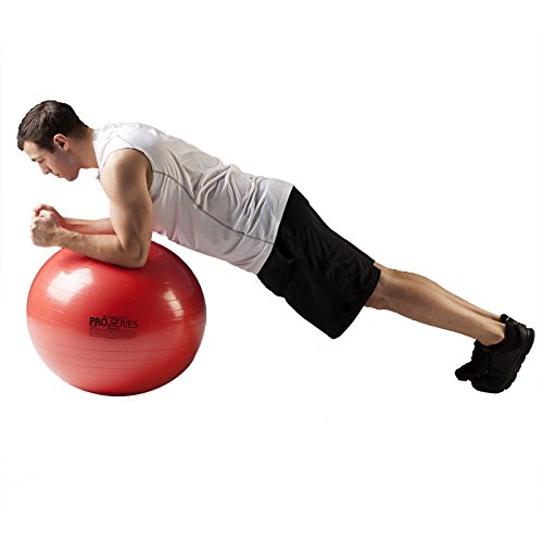 Theraband Exercise Ball, Professional Series Stability Ball With 55 Cm Diameter For Athletes 5'1" To 5'6" Tall, Slow Deflate Fitness Ball For Improved Posture, Balance, Yoga, Pilates, Core, Red #TOP2