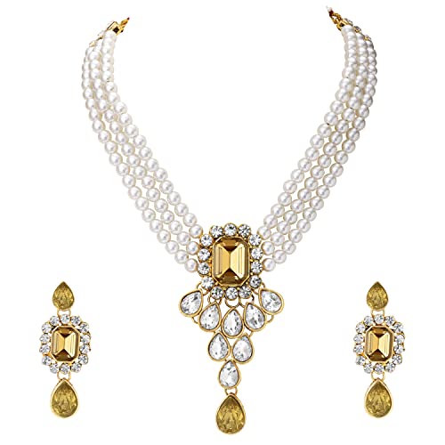 Image of Peora Crystal Faux Pearl Jewellery Gift Set for Women