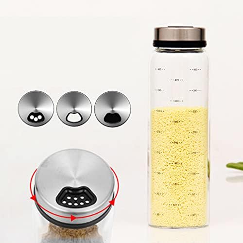 HEMOTON 500ml Rotating Spice Jar Glass Seasoning Bottle Pepper Shaker Plastic Condiment Container Spice Dispenser Kitchen Gadgets