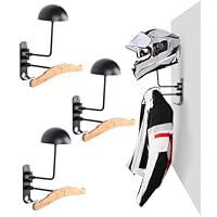 Range Moto Support Casque Moto Testyu - Lot De 2 Rangements Mural | Rotatif 180° | Aluminium Noir | Crochet Veste Et Clés Accessoire Rangement Garage Moto