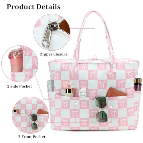 Image of LEDAOU Large Beach Bag Women Waterproof Sandproof Zipper Beach Tote Pool Bag for Swim Gym Grocery Travel with Wet Pocket