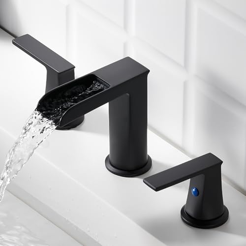 Robinets de lavabo anti éclaboussures cascade laiton double poignée - 7