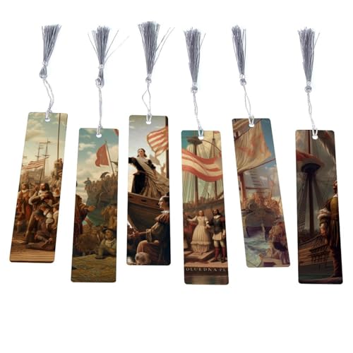 Marque-pages pour amateurs de livres avec pompon : lot de 6 styles Columbus Day