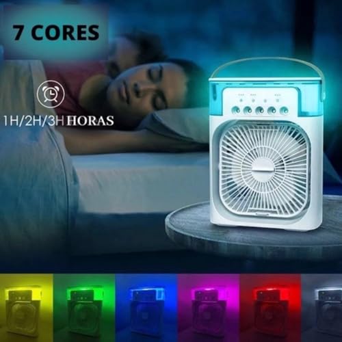 Mini Ventilador Portátil Umidificador de Ar Condicionado LED Wincy