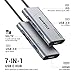 USB C Hub, QGeeM USB 4k to HDMI Adapter, 7 in 1 USB-C Dongle with 100W PD,USB 3.0, Card Reader, Compatible for MacBook iPhone 15/16 Ipad Pro max,Chromebook Laptop USB Type C Dock-Grey