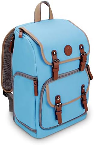 GOgroove Mid-Size Camera Backpacks for Photographers (Blue) - DSLR Camera Backpack with Tablet Compartment, Accessory Storage, Tripod Holder, Waterproof Camera Bag for Canon EOS REBEL T7 & More