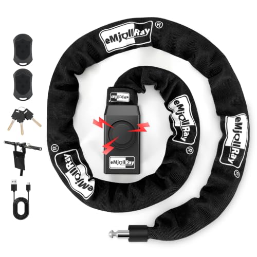 Image of Bike Chain Lock with Alarm E Scooter Lock Anti-Theft Alarm 110dB 8MM 4ft Security Heavy Duty with USB C Cable and 3 Keys for Bike /E Scooter /Motorcycle